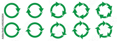 Circle arrow icon set. Repeat, refresh, and reload symbol.  Round, restart, recycle and One, two, three and four arrow in loop. Round reload sign, repeat icon. Vector illustration