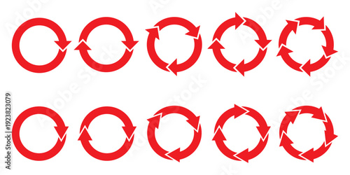Circle arrows icon set. Round reload sign, repeat icon, rotate arrow symbol, Vector illustration web design.