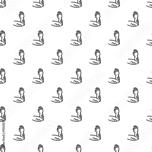 Human arm with a skin disease line icon forming a seamless pattern on white