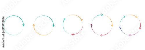 Circle arrows. Circular process, rotate infographic element. Round step loop, sync loading arrow symbol. Rotation option editable stroke vector recycle refresh signs symbol 