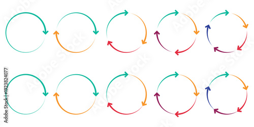 circle arrow icon set. circular arrow icon, refresh, reload arrow icon symbol sign, vector