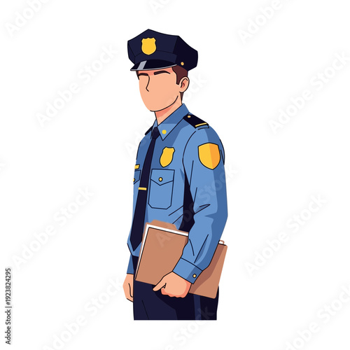 Police Officer Standing with Clipboard