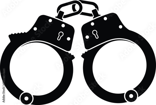 Handcuffs silhouette icon, police arrest symbol isolated black vector illustration law enforcement justice concept design