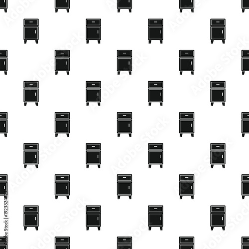 Repeating nightstand element creating a monochrome seamless decorative pattern