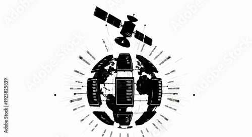 Global communication network connecting devices and satellite around the world
