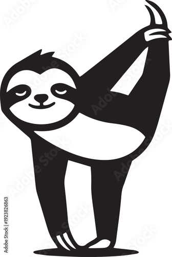 A Cute Minimalist Sloth Performing a Yoga Balance Pose