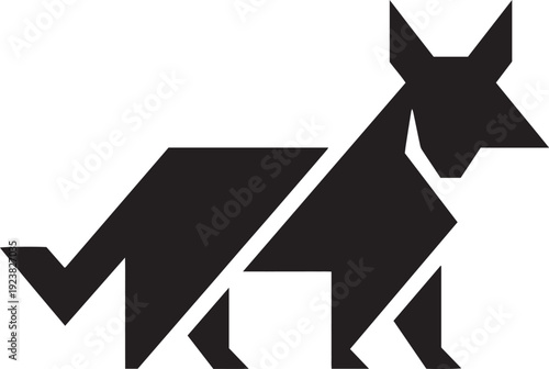 A Minimalist Geometric Silhouette of a Dog Standing Side Profile