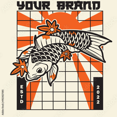 Fish koi logo and symbol vector image