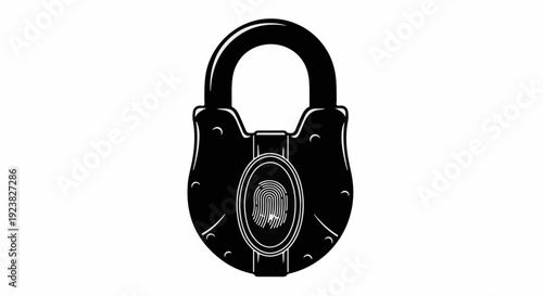 Vintage padlock with fingerprint emblem symbolizes security and protection.