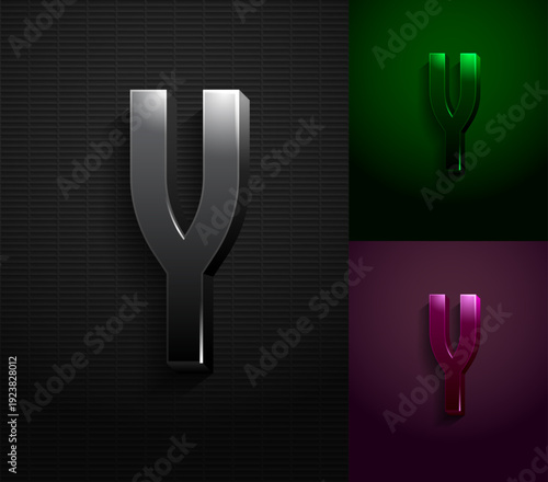 3d dark letter Y, condensed gloomy alphabet, vector illustration 10eps.