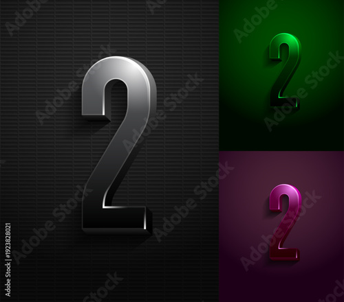 3d dark number 2, condensed gloomy numeral two, vector illustration 10eps.