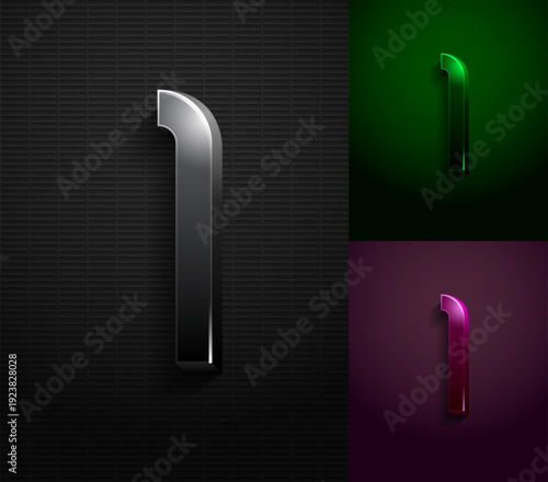 3d dark letter I, condensed gloomy alphabet, vector illustration 10eps.