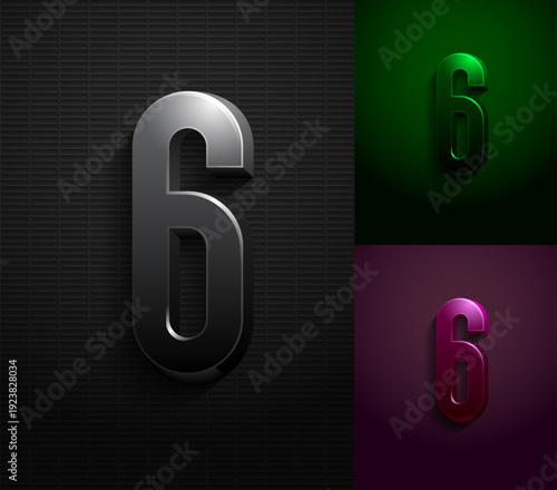 3d dark number 6, condensed gloomy numeral six, vector illustration 10eps.