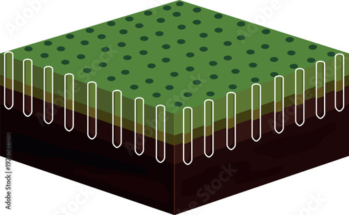 Lawn aeration diagram isolated on white background