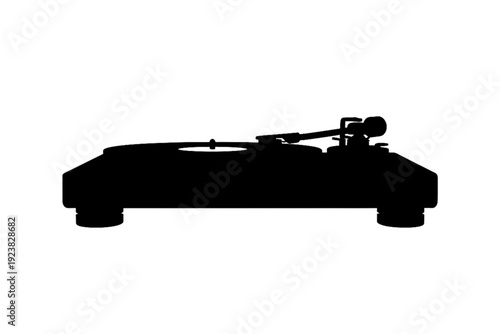 Turntable Silhouette: An elegant, minimalistic silhouette of a classic turntable, capturing the essence of music, vinyl, and the art of DJing.