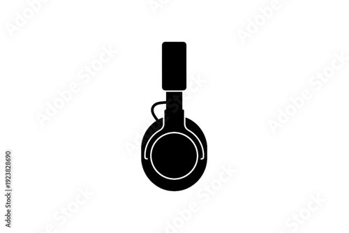 Audio Serenity Silhouette: A minimalist design showcases a sleek headphone, symbolizing tranquility and immersive audio experience.