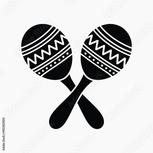 Black and white maracas with decorative patterns musical instruments percussion vector illustration isolated on white background