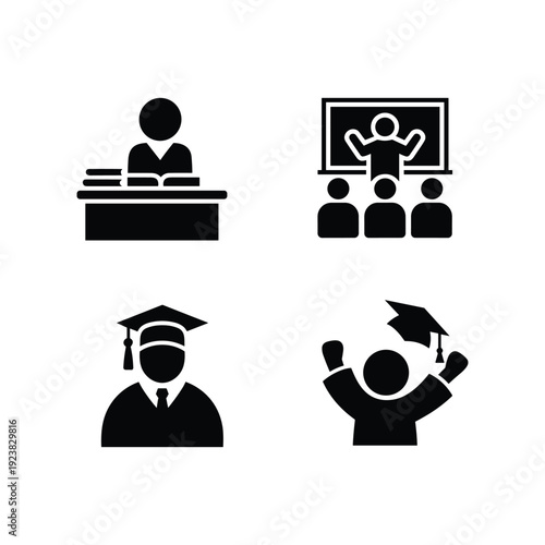 Black and white of education and graduation school university vector illustration isolated on white background