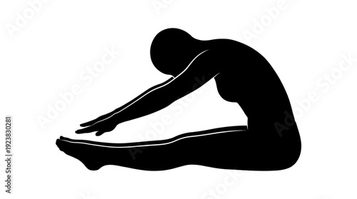 A silhouette of a person in a yoga pose stretching. It captures the essence of tranquility and the dedication to fitness.