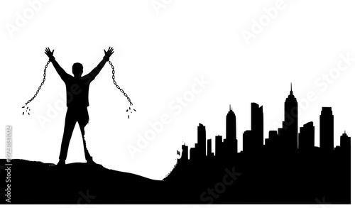 Liberation and justice concept breaking chains vector