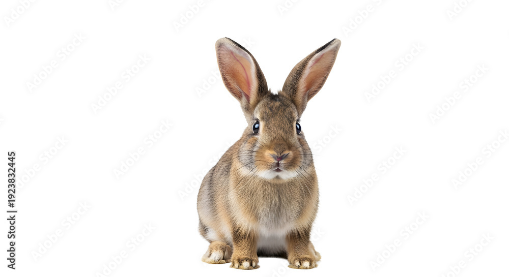 Obraz premium A cute brown rabbit sitting on transparent background