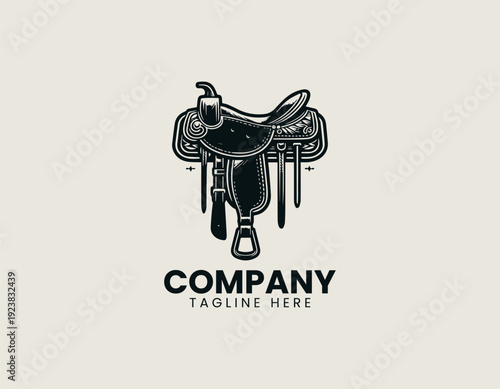 Western horse saddle in clean modern vector illustration style