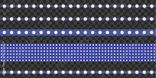 Illuminating Strips on Dark: Graphic of illuminating LED strips, each emitting a radiant glow across the shadowy expanse, a stark contrast of light against dark.
