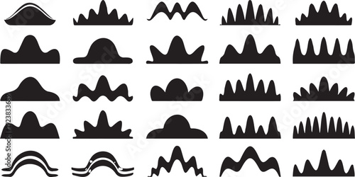 Collection of diverse black hat silhouette designs on white background suitable for various fashion and design applications with different styles and shapes.