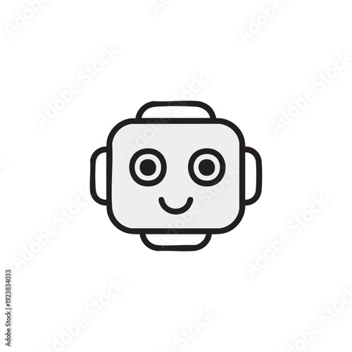 Simple line drawing of a smiling robot head