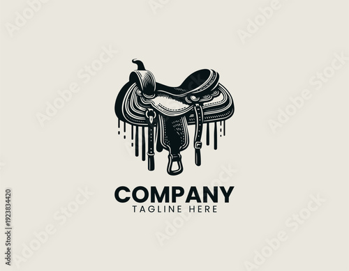 Western horse saddle in clean modern vector illustration style