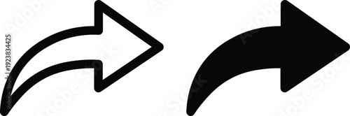Two share icons, one outlined and one filled, both depicting a curved arrow pointing to the right, representing sharing or forwarding functionality.