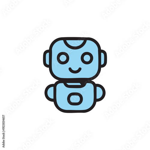 A cute cartoon robot with a smiling face