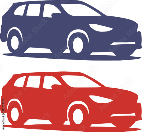 Textured SUV Silhouettes in Red and Blue
