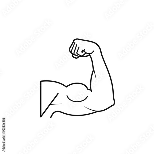 Flexed muscular arm showing biceps, fitness icon concept