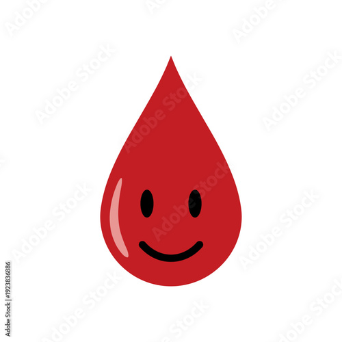 Happy blood drop icon representing blood donation