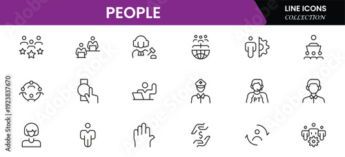 People icon set in flat style. Line icon set. Management line icons. Line Business People. Human resources. office management. Vector illustration.