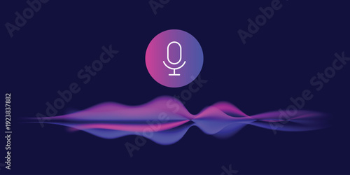 Voice Control Technology: A sleek digital illustration showcases the concept of voice control with a microphone icon at the center, accompanied by an abstract sound wave.