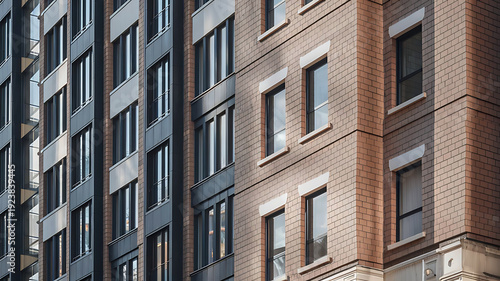 Contrast of modern and historic architecture in urban setting