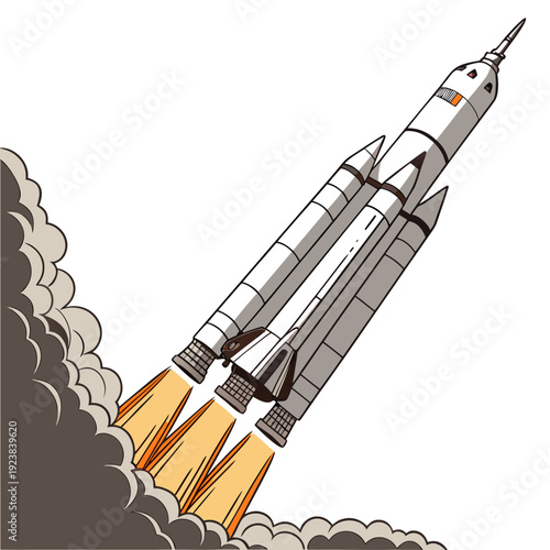 Ultra realistic of a heavy lift rocket launching space