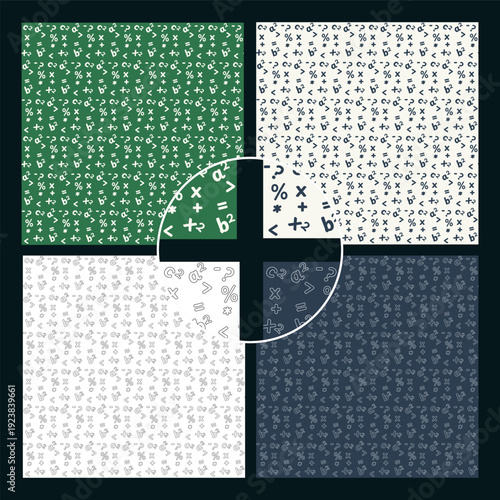 Set of 4 Seamless Math Patterns in Different Styles