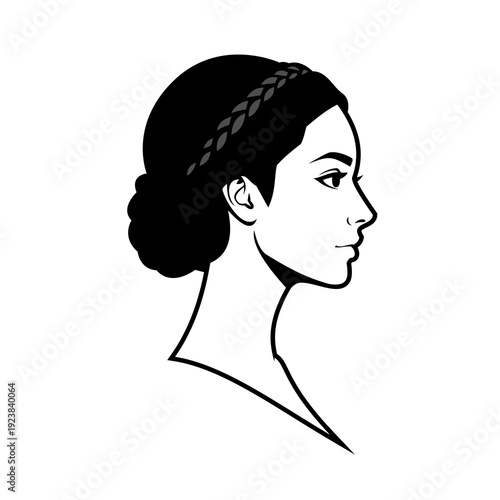 Queen logo design vector illustration in black and white silhouette style