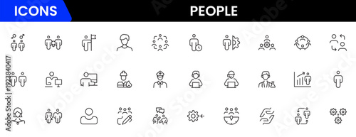 People icon set in flat style. Line icon set. Management line icons. Line Business People. Human resources. office management. Vector illustration.