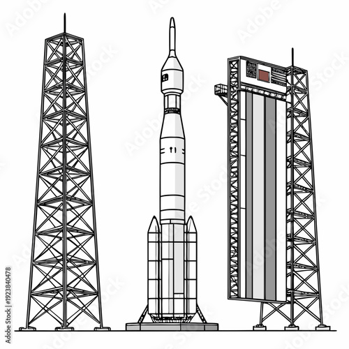 Ultra clean realistic depiction of space launch rocket 1