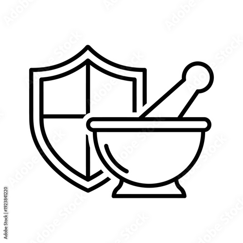 Clean line art illustration of a house-shaped key resting in a bowl, symbolizing security and home ownership in a modern flat design style.