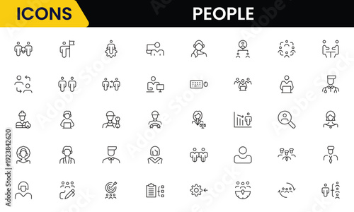 People icon set in flat style. Line icon set. Management line icons. Line Business People. Human resources. office management. Vector illustration.