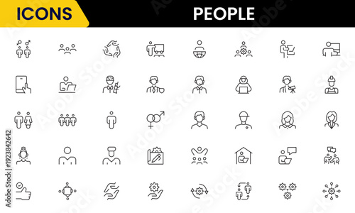 People icon set in flat style. Line icon set. Management line icons. Line Business People. Human resources. office management. Vector illustration.