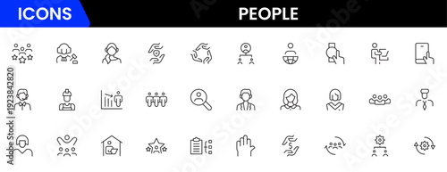 People icon set in flat style. Line icon set. Management line icons. Line Business People. Human resources. office management. Vector illustration.