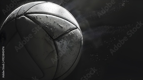 Vintage basketball in motion blur dark background dynamic sports action monochrome texture close-up