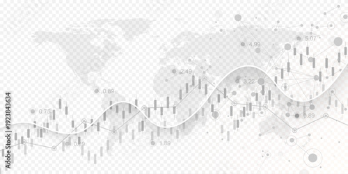 Stock market or Forex trading graph in graphic concept for financial investment or economic trends business idea design. Worldwide finance background. Vector illustration