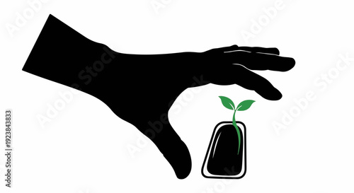 Gentle hand cradles a tiny seedling, symbolizing care and growth